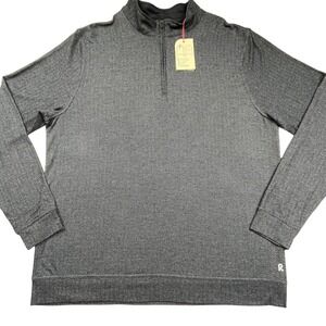 Right of Way Nathan 1/4 Zip Pullover Mens XL Charcoal Herringbone NEW WITH TAGS